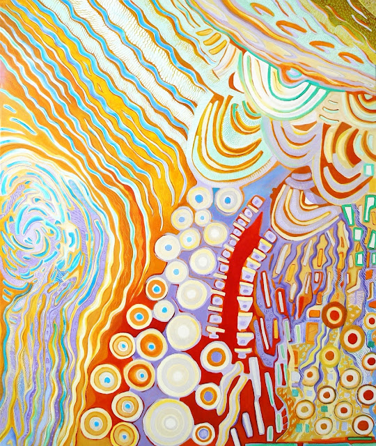 Eau-Source entre Cailloux -février 2009 – toile 100×120 – acrylique