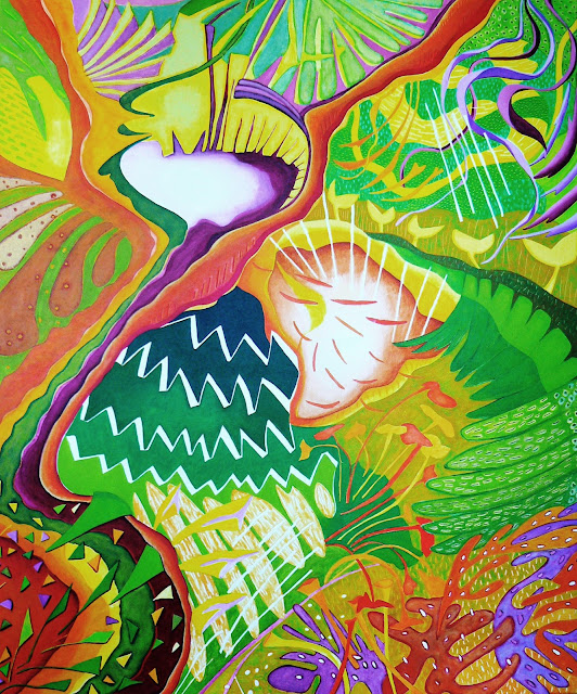 Lianes Orchidées – mars 2011 – toile 100×120 – acrylique